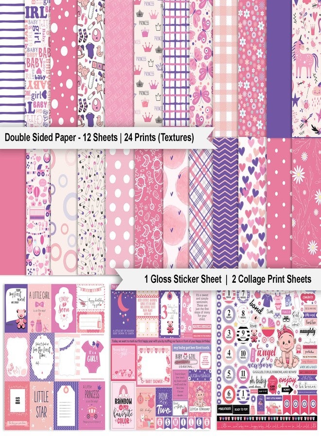 Inkdotpot Pink Baby Girl Theme Collection Double,Sided Scrapbook Paper Kit Cardstock 12"x12" Card Making Paper Pack of with Sticker Sheet - 16 Pages - Baby Pink - Image 2